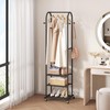 Hall Tree with Wheels and Hanging Hooks,Heavy-Duty Metal Coat Rack