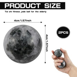LNQ LUNIQI Chinese Health Qi Gong Balls, Sphere Jade Ball, Hand Jade Massage Ball, Baoding Massage Ball, Stress Relief, Gymnastics Ball for Men and Women, Pack of 2