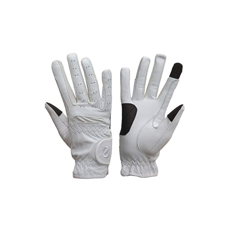 eGlove EQUEST GRIP PRO Leather Touchscreen Horse Riding Gloves (White,
