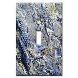Art Plates - OVERSIZED - 1 Gang Toggle Decorative Metal Switch Plate - One Gang Jumbo Wall Plate for Toggle Style Light Switches - Blue & Grey Azul Granite Print - MADE IN USA, UL Listed, 5.5 x 3.5