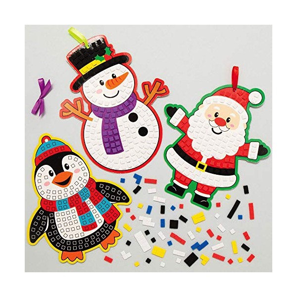 Baker Ross AX483 Christmas Mosaic Tree Decoration Kits - Pack of 5, Festive Ornaments for Creative Art and Craft Activities, to Make and Decorate.