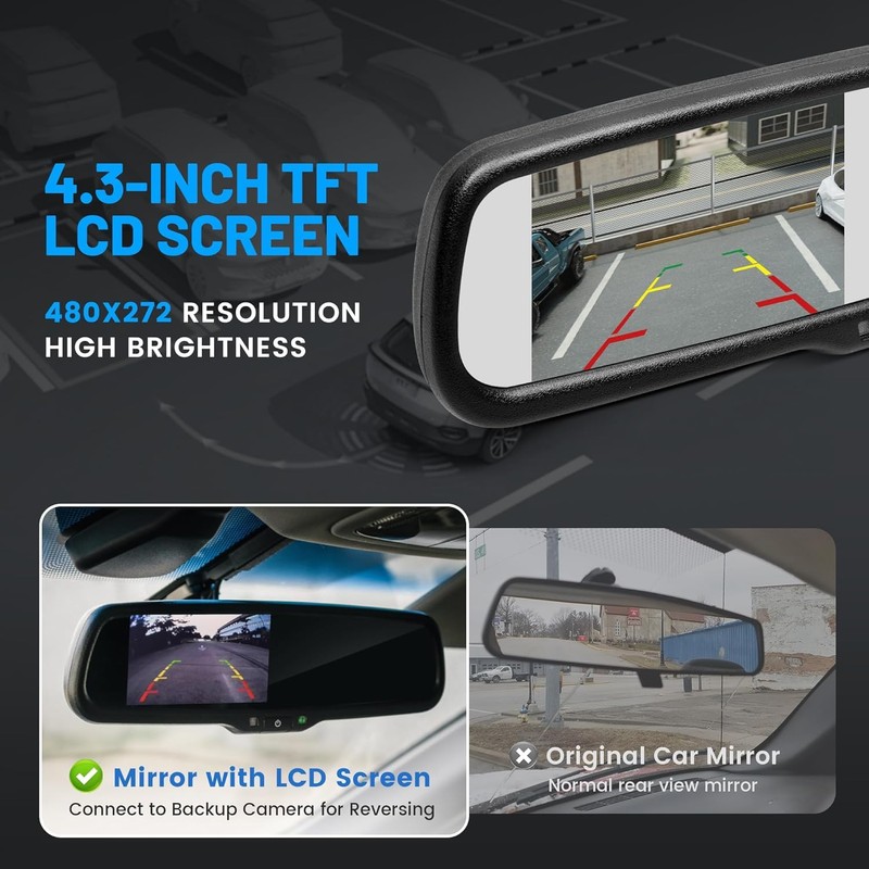 EWAY Tailgate Handle Backup Reverse Camera with 4.3" Rear View
