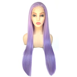 Ms Fenda Light Purple Mix Color Straight Heat Resistant Wig 13x4 Lace Front Synthetic Wig(24",Light Purple Mix)