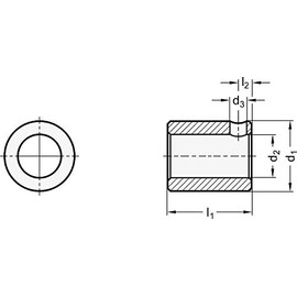 Reducing bush for position indicators, 14 mm outer, 8 mm internal, 20 mm long.