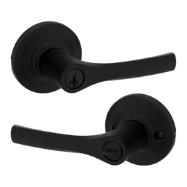 Weiser Henley Matte Black Front Door Handle with Lock, Reversible Square Exterior/Interior Door Handles with Lock, Keyed Entry Door Lever for Front Door, Bathroom & Office, Modern Home Decor