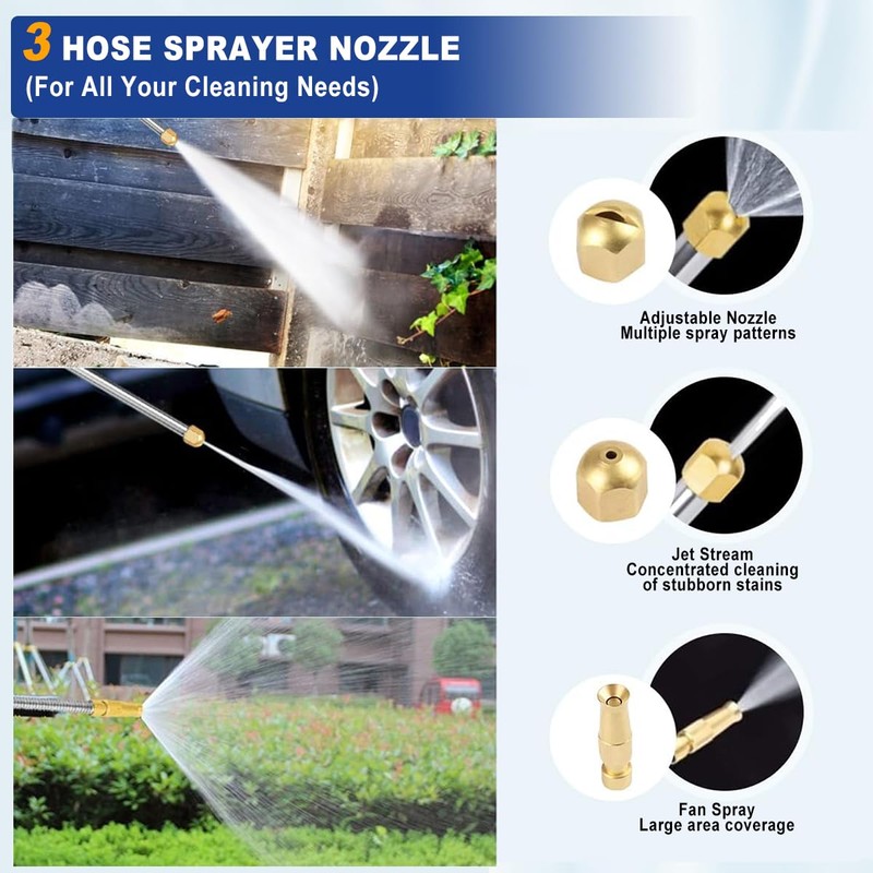 Yiliaw High Pressure Power Washer Wand With 3 Sprayer Nozzle,