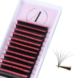 ALLOVE Pink Ombre Colored Eyelash Extension Super Easy Fan Volume Lash Extensions 0.07mm D Curl 15-20mm Mixed Tray Rapid Blooming Colorful Volume Lashes Self Fanning Lash Extension Supplies