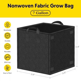 iPower 5-Pack 7 Gallon Square Grow Bags Vegetable/Flow
