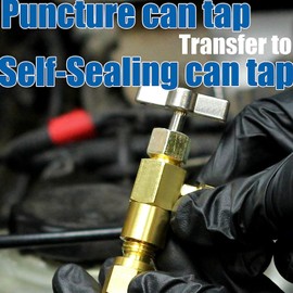 Peakloong 1Set ACR134A Refrigerator Freon Recharge Kit AC Charge Hose with Gauge Piercing Can Tap and Self-Sealing Adapter 134A Refrigerator Recharge Kit