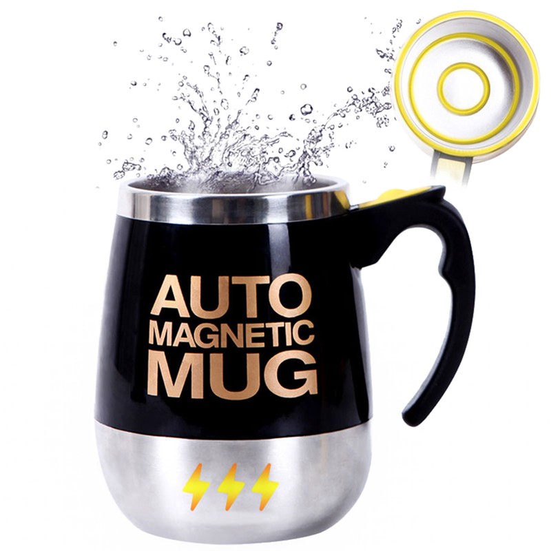 400ml Automatic Mixing Coffee Cup Stainless Steel Magnetic Stirring Cup