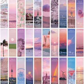 Pink Set of 30Pcs Dreamy Scenery Bookmarks – Perfect Bookmark Stuff for Women Men, Book Lovers Gifts,Book Marks for for Book Lovers,Literary Enthusiasts Adult Teen Boy Girl Birthday Gifts