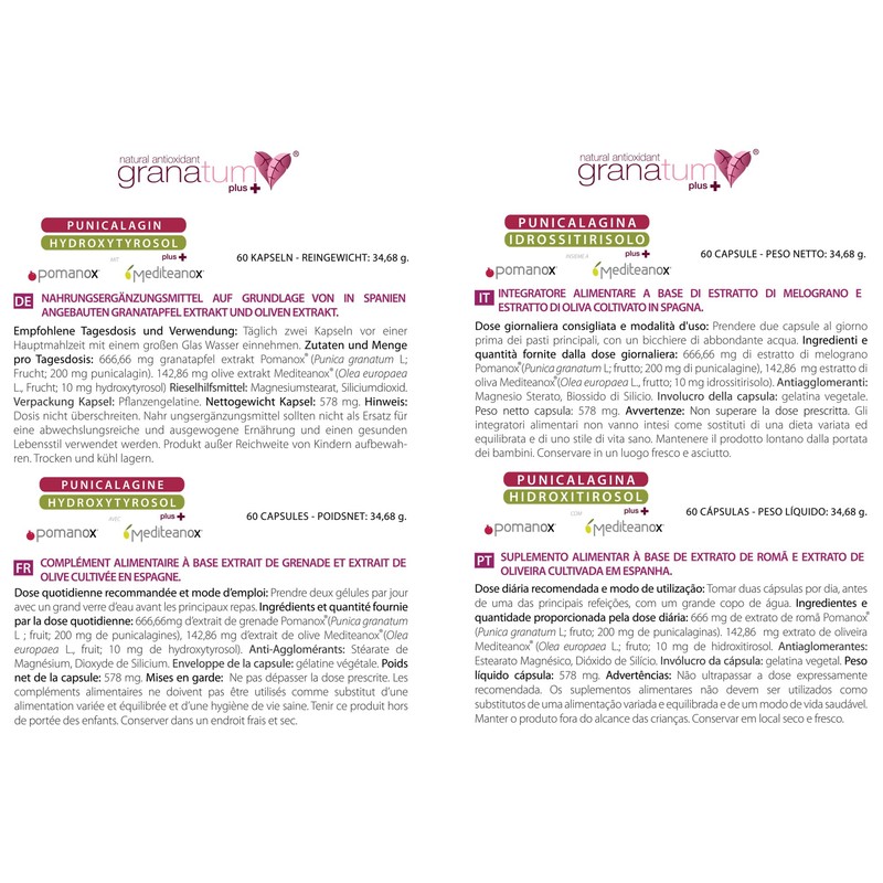 Granatum Plus | Punicalagin Hydroxytyrosol Plus | Pomanox | Mediteanox