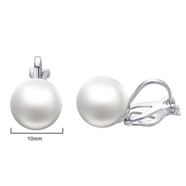 Airokiy Clip Earrings Pearls Women's Gold 18 Carat Gold-Plated Ear Clips Women's Without Pierced Ears Hypoallergenic Jewellery Stainless Steel Clip Earrings for Women, Silver, Pearl