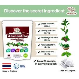 Stevia Boost Morning Green tea Oolong tea Mulberry leaf Pandan leaf Stevia leaf Herbal Teabags