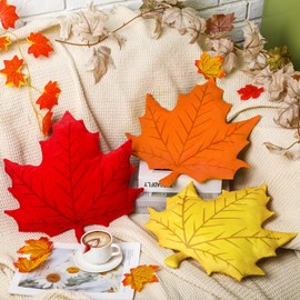 Suzile 3 Pcs Fall Maple Leaf 3D Pillow Autumn Maple Shaped Throw Pillows Decorative Plush Pillow Creative Fall Leaves Cushion for Couch Sofa Thanksgiving Party Decor Room Ornaments, 11.81 Inch