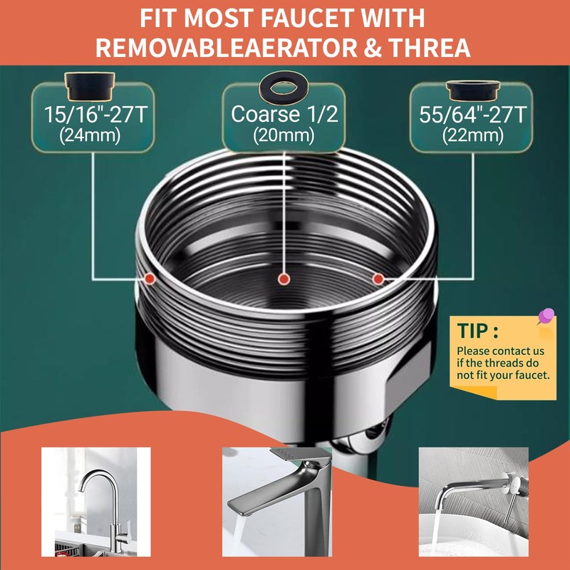 ELESULTRA 1440° Swivel Sink Faucet Extender - Universal Kitchen Sprayer,