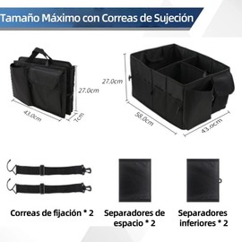 Junzanl Organizador para Maletero de Auto, Plegable Organizador de Cajuela para Auto, Multiple Compartimiento, Impermeable, Bolsa de Maletero Caja para Todoterreno, Coche, SUV