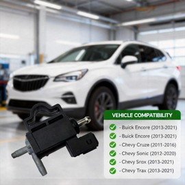 Turbocharger Intercooler Bypass Valve Solenoid Compatible with Buick Encore 2013-2021, Chevy Cruze 2011-2016, Sonic 2012-2020, Trax 2013-2021 - Replaces OE# 55559239, 55574902, 5860057, 850351