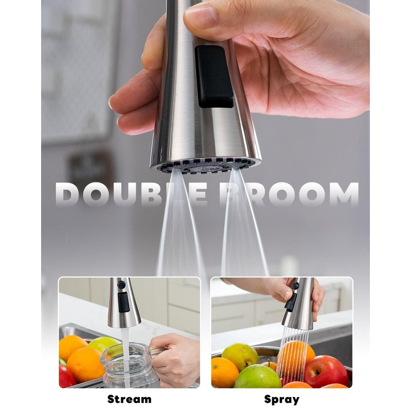 BLYLUND Kitchen Faucets with Soap Dispenser, Brushed Nickel Kitchen Faucet