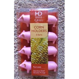 HD DESIGNS PIG CORN ON THE COB HOLDERS SET OF 4 STAINLESS STEEL DOUBLE PONGS BRAND NEW
