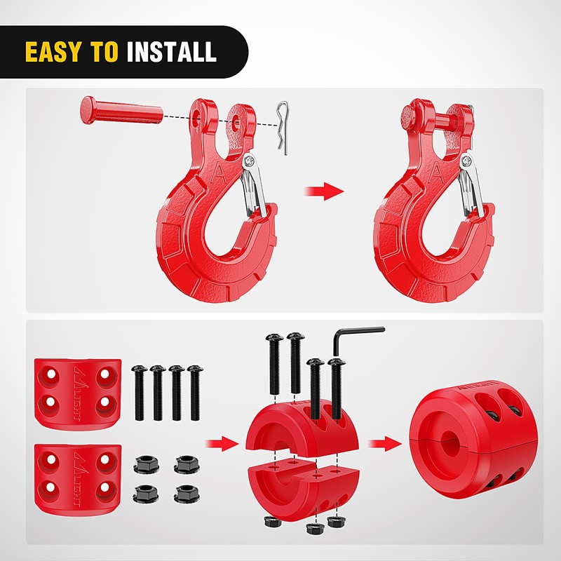 Nilight Forged Steel Winch Hook 3/8" Grade 70 Safety Latch