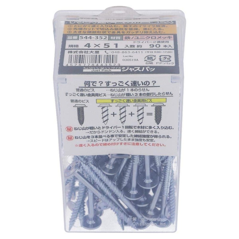 OHSATO Co., Ltd. Uniqlo Super Fast Sanjo Hardware Screw 4X51