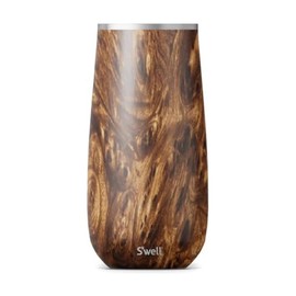 S'well Stainless Steel Champagne Flute, 6oz, Teakwood, Triple Layered Vacuum Insulated Container Keeps Drinks Colder for Longer, BPA Free Barware