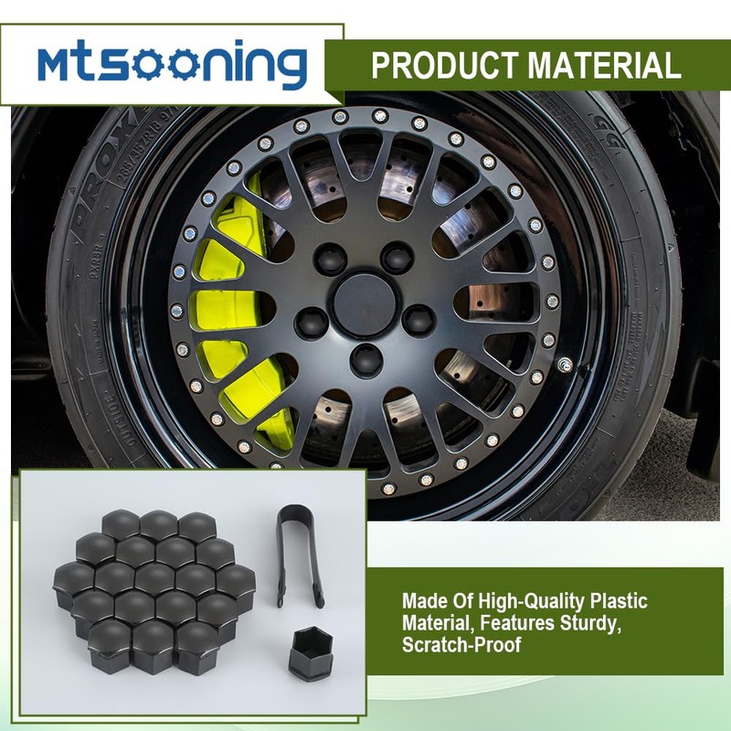 Mtsooning 20PCS Wheel Lug Nut Cover, 17mm/0.67" Flexible Lug Bolt