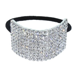 Rhinestone Ponytail Holder by Crystal Avenue | Stretchy Elastic Hair Tie | Silvertone with Sparkling Crystals