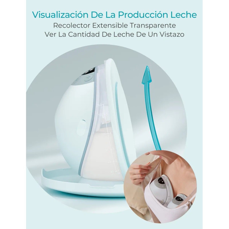 Paruu P20 Extractor de Leche Eléctrico Portátil 2 Unidades, Extractor