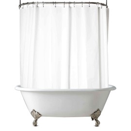 De-Mediocre Clawfoot Tub Shower Curtain 180x70 Inch White Liner All Warp Around Extra Wide 36 Metal Hooks Heavy Duty Vinyl Bath Curtain for Clawfoot Stand Up Tub Bathroom PEVA Durable Waterproof Liner