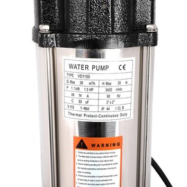OCPTY 1.5HP 6340GPH Submersible Water Pump 1.1KW Sewage Pump made of stainless steel for Swimming Pool Garden Tub Pond Flood Drain with Float Switch