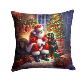 Caroline's Treasures Bundle A - Rottweiler and Santa Claus - Includes 1 Throw Pillow and 1 Package of 8 Greeting Cards