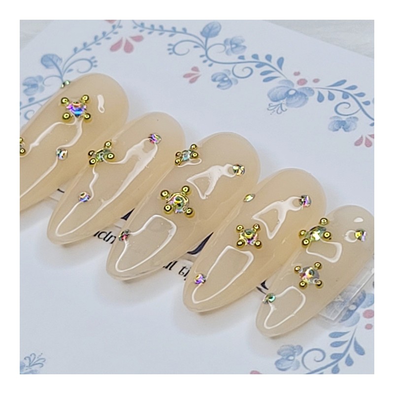 Ether Beige Handmade Nail Tips - Square M / 에테르