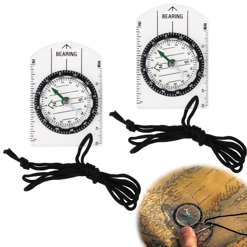 2-Pack Professional Baseplate Ruler for Hiking | Map Ruler with