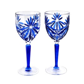 Italian Crystal Wine Glasses, Set of 2, 10 oz, Modern Wine Glasses, Crystal Glassware, Perfect for Aperol Spritz, Red or White Wine, Hand Blown Wine Glasses, Made In Italy (Blue)