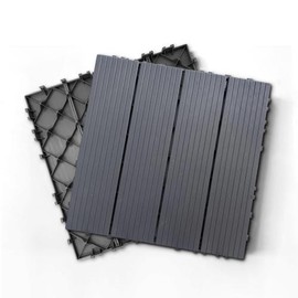 Plastic Composite Deck Tiles Set of 35pcs, Composite Decking Resist Rust, Water, Weather, Indoor&Outdoor, Easy to DIY & Maintain, Ideal for Patios, Balconies, Rooftops, Decks, 12x12in - Color: DARK GREY