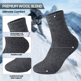 ElifeAcc Thermal Socks - Stay Warm and Comfortable with Wool Blend and Soft Brushed Lining, Black/Navy/Dark Grey