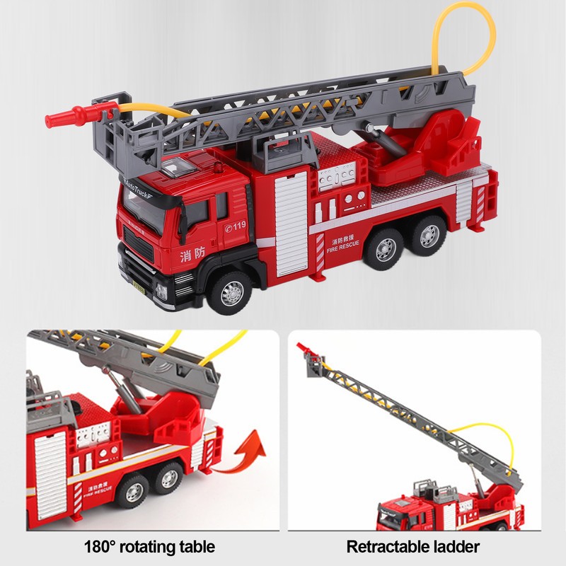 1:50 Ladder Fire Truck Alloy Model 180° Rotating Table Fire