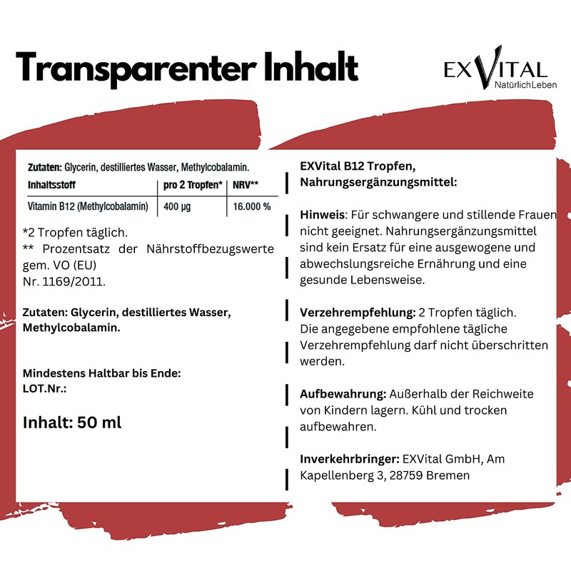 Vitamin B12 Drops High Dose, Bioactive Methylcobalamin 400 μg per