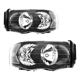 Torchbeam Headlights Assembly Compatible with 2002 2003 2004 2005 Ram1500 2500 3500 Pair Front Light Black Housing Clear Reflctor Headlamp Replacement Driver and Passenger Side