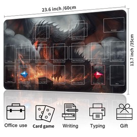 New Qindaiwen playmat with Zones, Size 23.6x13.7 Inch Game Mats, The Black Dragon TCG CCG OCG Trading Card Game Mat, Master Rule Duel Field Zones