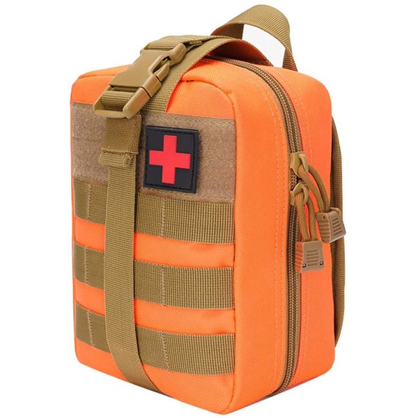KuTi Kai First Aid Bag, Multipurpose Waist Pack, Tactical MOLLE First Aid Kit, Medical Bag, Emergency Orange