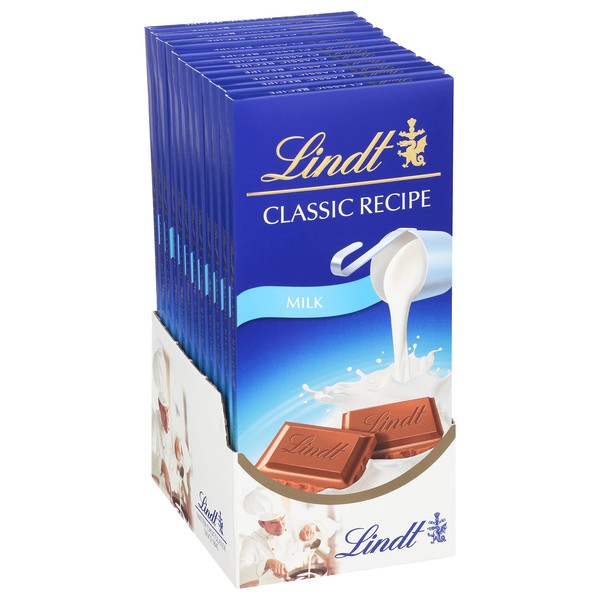 Lindt CLASSIC RECIPE Milk Chocolate Bar, Milk Chocolate Candy, 4.4 oz. (12 Pack)