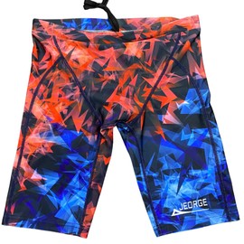 Jeorge Competition Swimming Shorts, 250gsm Chlorine Resistant Boys Jammers. (AU, Numeric, 30, Cranberry)