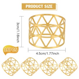 Pack of 18 napkin rings, gold, napkin rings, vintage hollow, napkin rings, metal, fabric napkin rings for wedding, family collecting, birthday party, dining table decoration