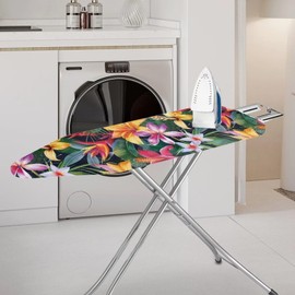 Vanideaoty Hibiscus Ironing Board Covers with Padding Standard Size Stain Resistant Iron Board Replacement Cover