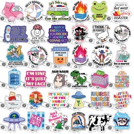 36 Pcs Cute Funny Nurse Badge Reel Retractable Accessories Bulk Healthcare Nursing Badge Holder Medical Dinosaur Cow Dumpster Fire Xray Fun Badge Clip LPN RN CNA Social Worker Doctor ID Card Gifts