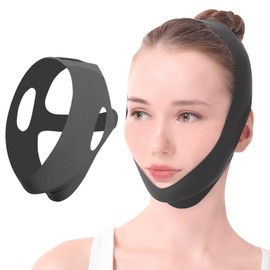 Mentonera Para Dormir, Banda Facial Reafirmante De Seda De Hielo Cómoda, Vendaje Facial Moldeador En V (Negro)