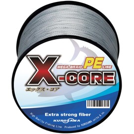 KUROSAWA X-CORE PE Fishing Line, Braid Strands: 4 Braids, Line Strength: 50 lb (Gou No.4 or 22.6 kg), Line Length: 1093.6 yd (1000 m), Line Color: Stealth Gray